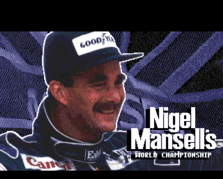 Nigel Mansells World Championship title screen for Amiga CD32